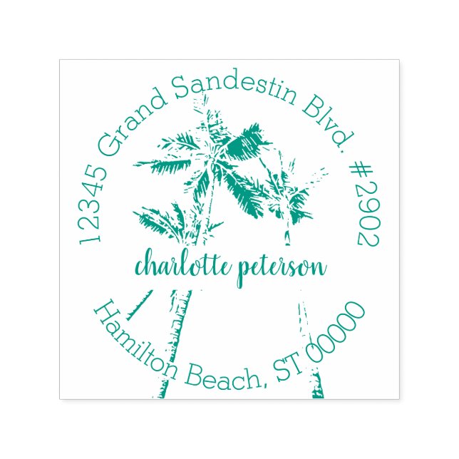 Sello Automático Dirección de devolución de palmeras tropicales a m (Diseño)