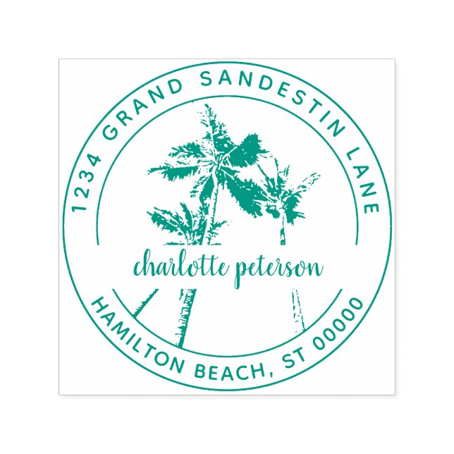 Sello Automático Dirección de devolución de palmeras tropicales a m (Diseño)