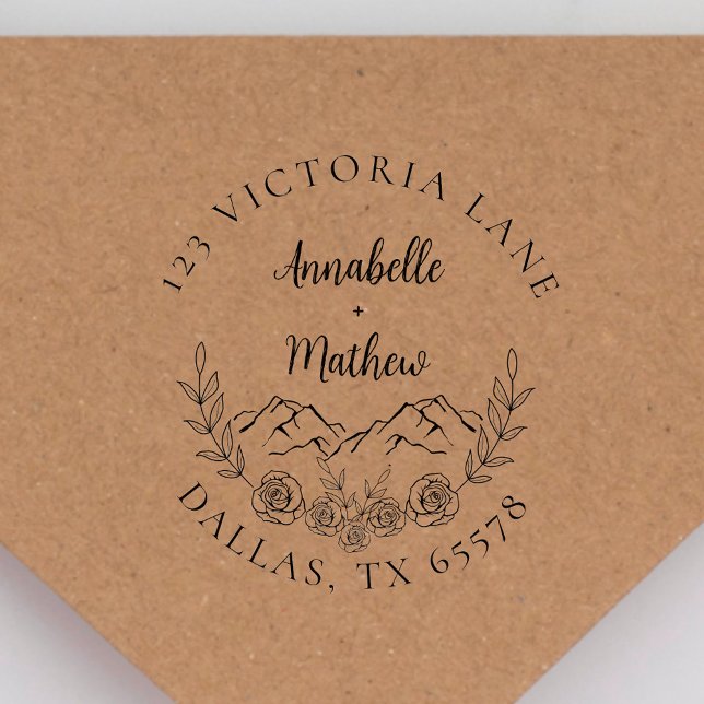 Sello Automático Dirección de devolución de pareja de bodas rustica (Subido por el creador)