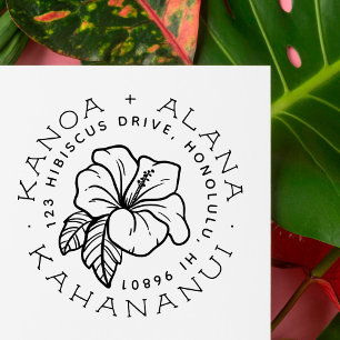 Sello Automático Dirección de devolución de pareja de flores tropic