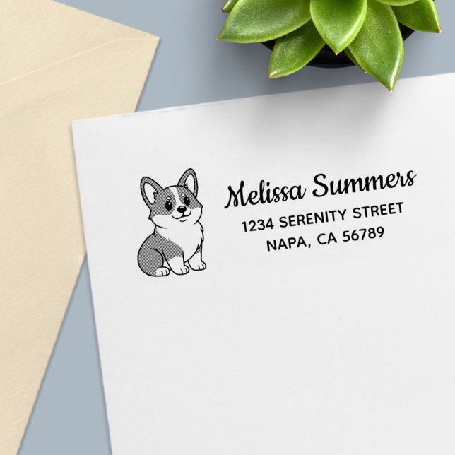 Sello Automático Dirección de devolución de perro Corgi lindo (Subido por el creador)