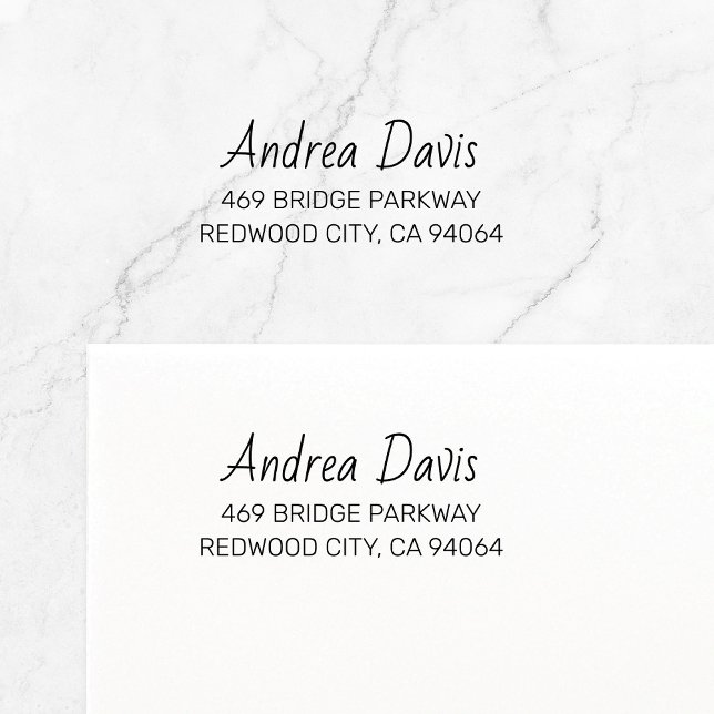 Sello Automático Dirección de devolución de Personalizado simple 02 (Elegant, modern script font typography self-inking return address stamp.)