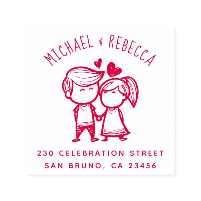 Sello Automático Dirección de devolución de Personalizado y pareja  (Diseño)