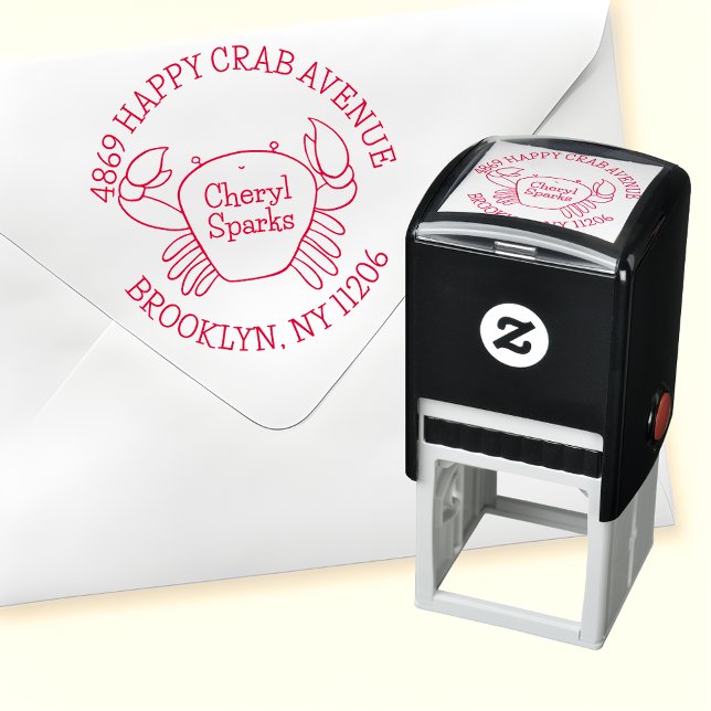 Sello Automático Dirección de devolución de redondeo de cangrejo de (Personalized Crab Stamp: Make Your Mailings Claw-some! 🦀)