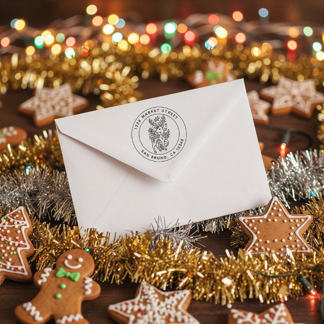 Sello Automático Dirección de devolución de renos con patrones flor (Subido por el creador)