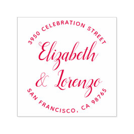 Sello Automático Dirección de devolución de script de Boda redondea