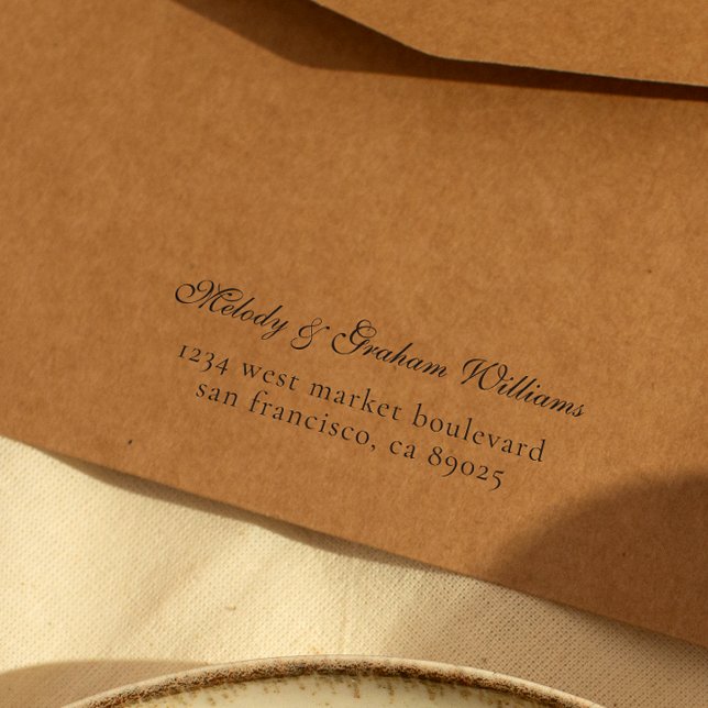 Sello Automático Dirección de devolución de script simple personali (Rubber Stamp Mock-up)