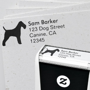 Sello Automático Dirección de devolución de silueta de Fox Terrier