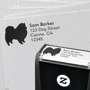 Sello Automático Dirección de devolución de silueta de perro esquim