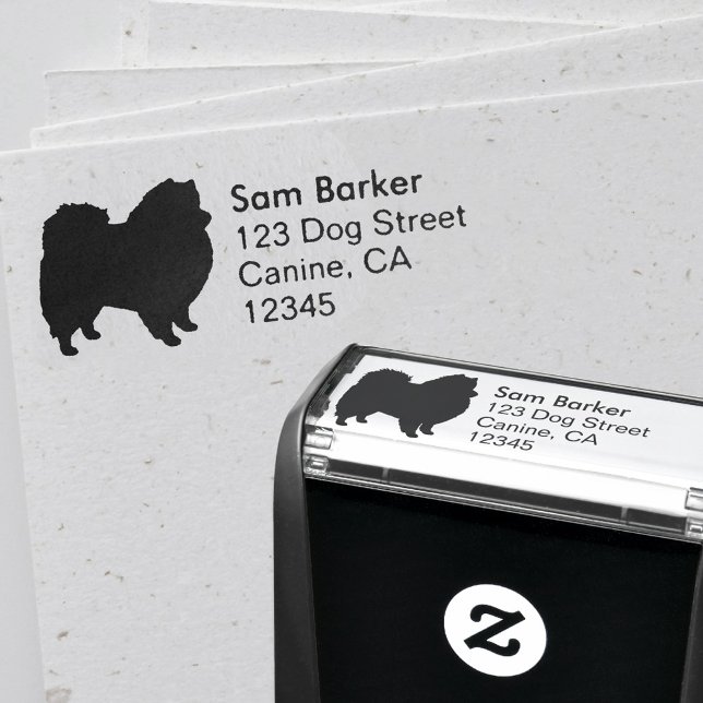 Sello Automático Dirección de devolución de silueta de perro esquim (Subido por el creador)