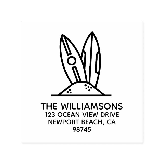 Sello Automático Dirección de devolución de Surf Board (Diseño)