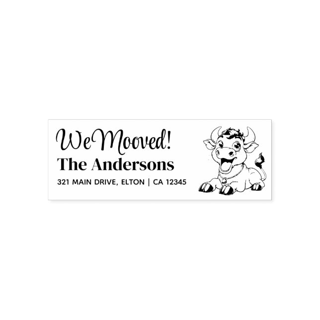 Sello Automático Dirección de devolución de vaca personalizada (Diseño)