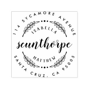 Sello Automático Dirección de devolución del Boda de apellido de sc