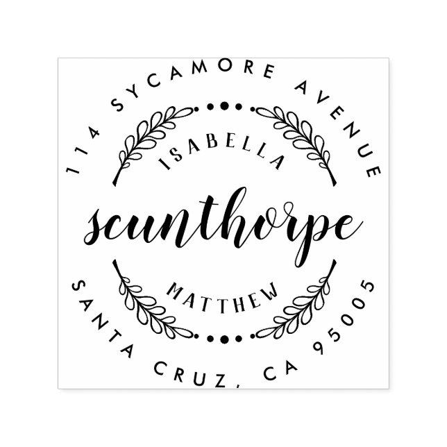 Sello Automático Dirección de devolución del Boda de apellido de sc (Diseño)