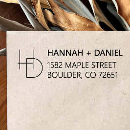 Sello Automático Dirección de devolución del Boda de monograma de M