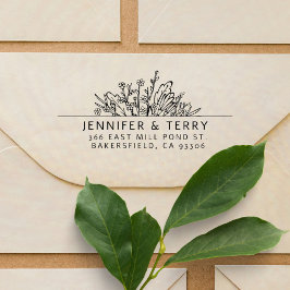 Sello Automático Dirección de devolución del Boda Wildflowers dibuj