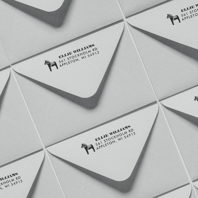 Sello Automático Dirección de devolución del caballo Dala (Dala horse themed return address stamp)