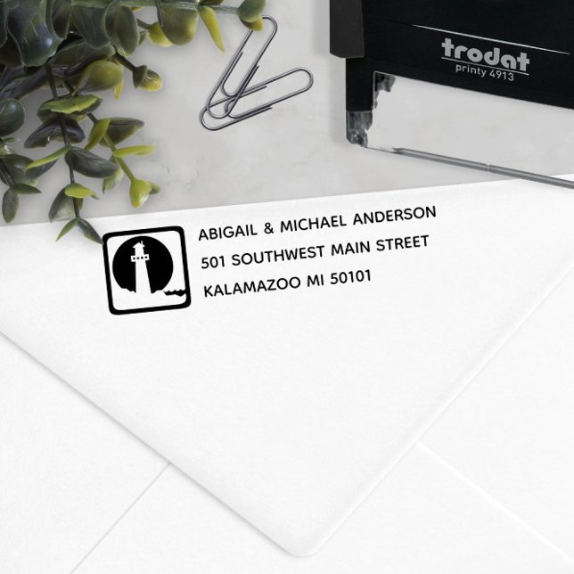 Sello Automático Dirección de devolución del faro ⚓️ (⚓️ Nautical Lighthouse Return Address Self-inking Stamp
)