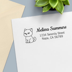 Sello Automático Dirección de devolución del gato gruñón malhumorad