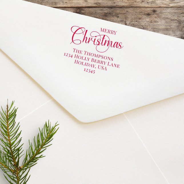 Sello Automático Dirección de devolución del guión de navidad de me (Merry Christmas Holiday Return address stamp. )