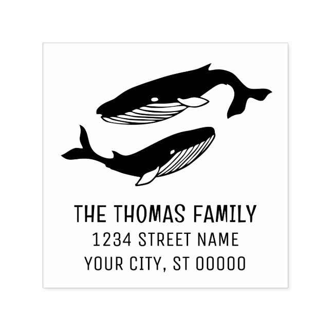 Sello Automático Dirección de devolución del nombre de ballenas azu (Diseño)