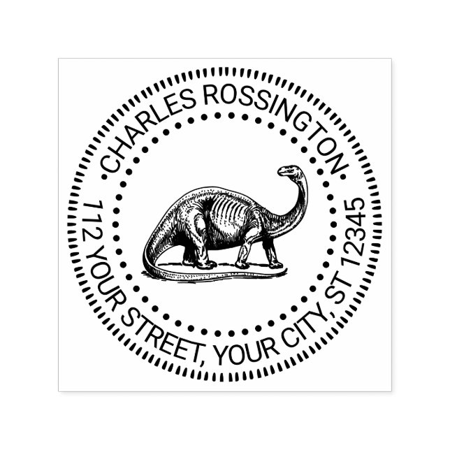 Sello Automático Dirección de devolución del nombre de dinosaurio B (Diseño)