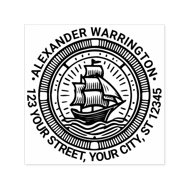 Sello Automático Dirección de devolución del nombre del barco de ve (Diseño)
