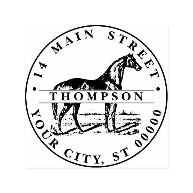 Sello Automático Dirección de devolución del nombre del caballo de  (Diseño)