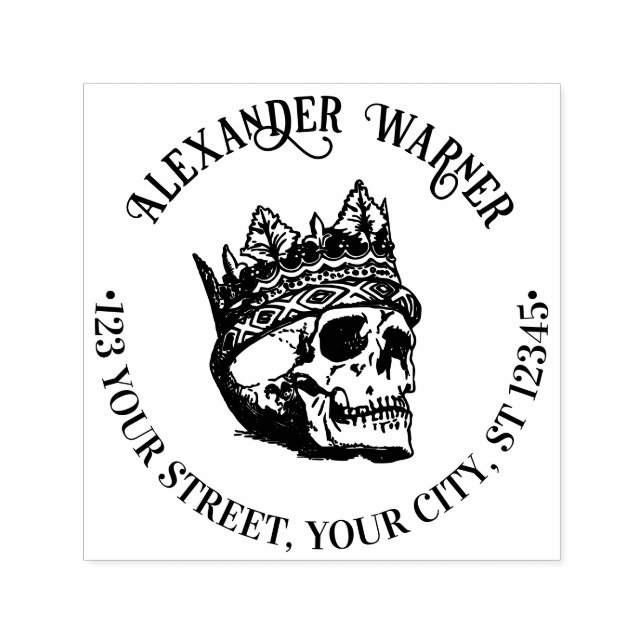 Sello Automático Dirección de devolución del nombre del cráneo huma (Diseño)