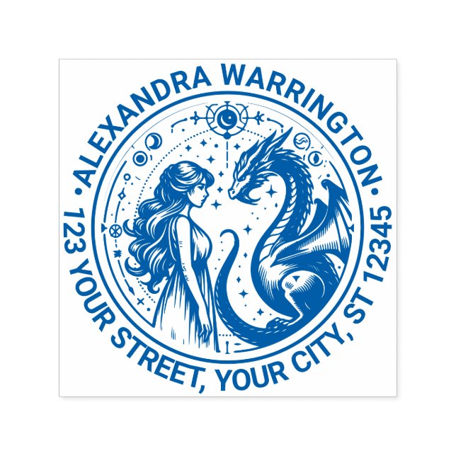 Sello Automático Dirección de devolución del nombre del dragón míst (Diseño)