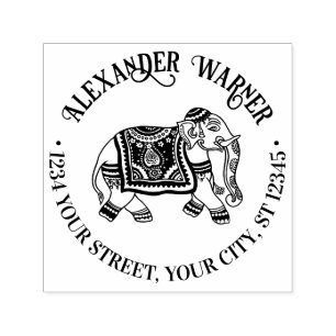 Sello Automático Dirección de devolución del nombre del elefante Me