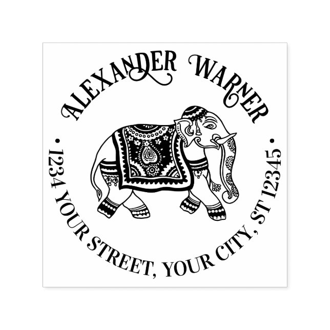 Sello Automático Dirección de devolución del nombre del elefante Me (Diseño)