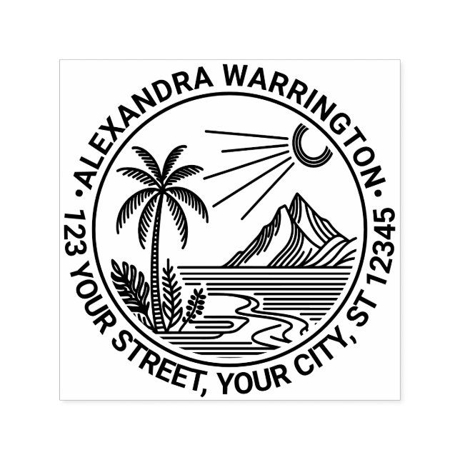 Sello Automático Dirección de devolución del nombre del sol de la m (Diseño)