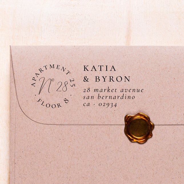 Sello Automático Dirección de devolución del número de apartamento (Rubber Stamp Mock-up)