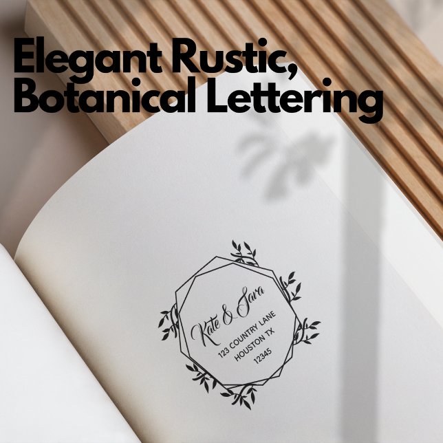 Sello Automático Dirección de devolución Elegante Cartas Botánicas  (Return Address Elegant Rustic Botanical Lettering Self-inking Stamp)