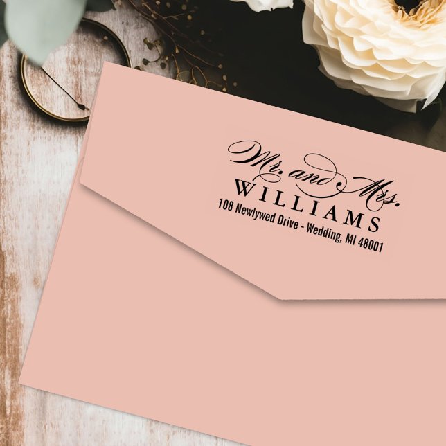 Sello Automático Dirección de devolución elegante de Mr y Mrs en le (Subido por el creador)