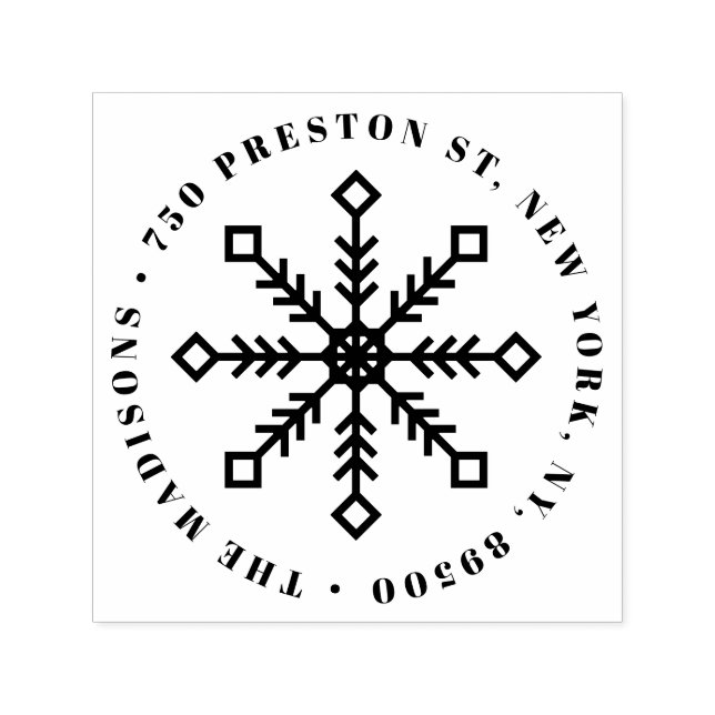 Sello Automático Dirección de devolución festiva de copo de nieve f (Diseño)