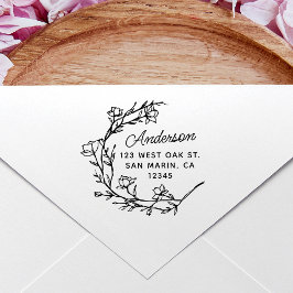 Sello Automático Dirección de devolución floral de manuscritos enca