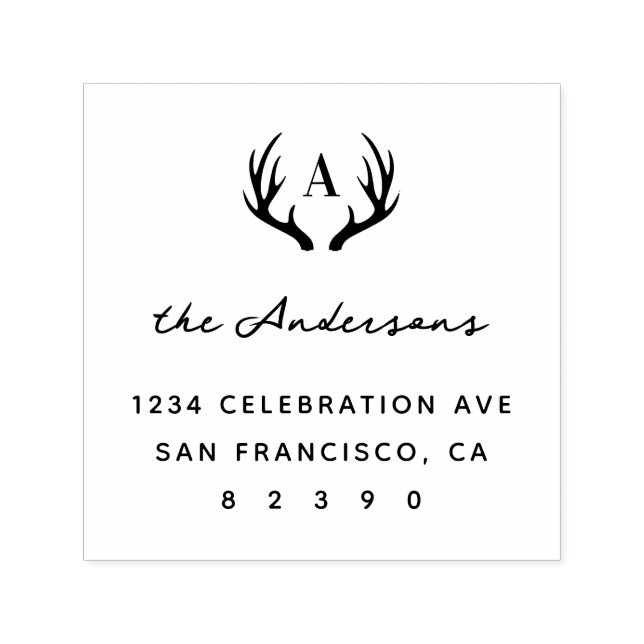 Sello Automático Dirección de devolución inicial del nombre de fami (Diseño)