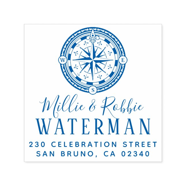 Sello Automático Dirección de devolución náutica de la brújula Boda (Diseño)