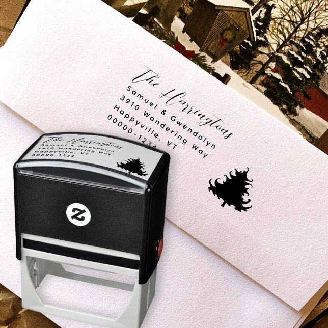 Sello Automático Dirección de devolución negro y blanco del árbol (Subido por el creador)
