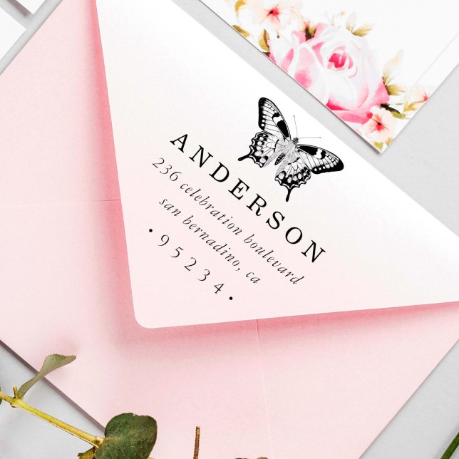 Sello Automático Dirección de devolución personalizada de mariposa  (Subido por el creador)