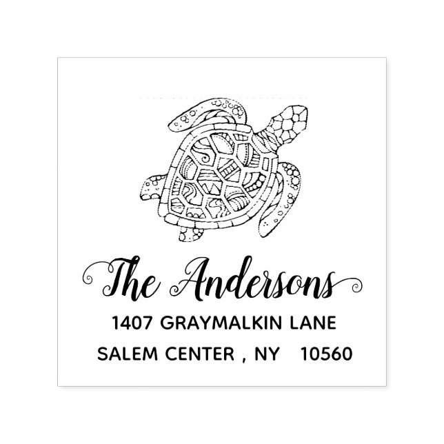 Sello Automático Dirección de devolución personalizada de tortuga m (Diseño)