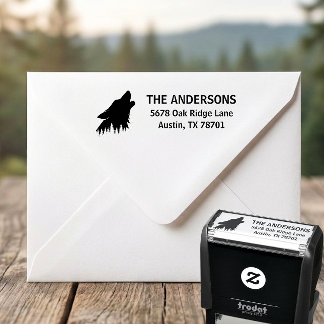 Sello Automático Dirección de devolución personalizada Lobo Aullado (Subido por el creador)