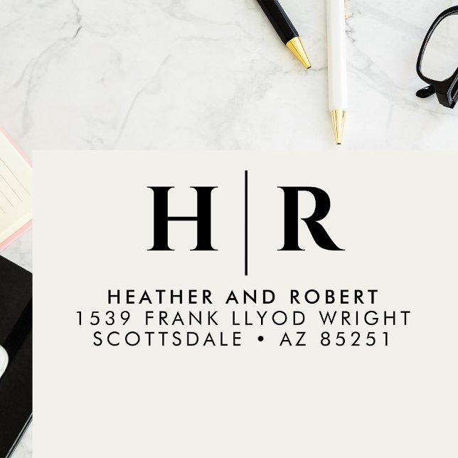 Sello Automático Dirección de devolución personalizada simple monog (Subido por el creador)