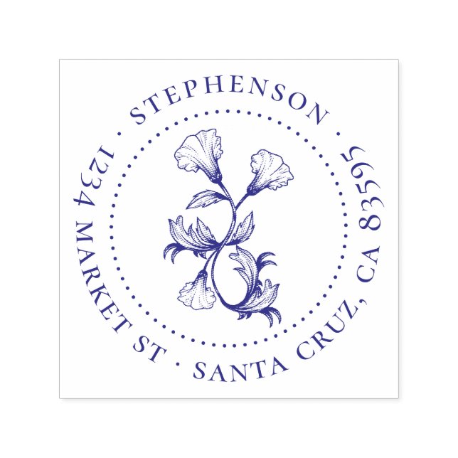 Sello Automático Dirección de devolución redonda de nombre de famil (Diseño)