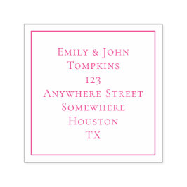 Sello Automático Dirección de devolución simple Borde cuadrado rosa