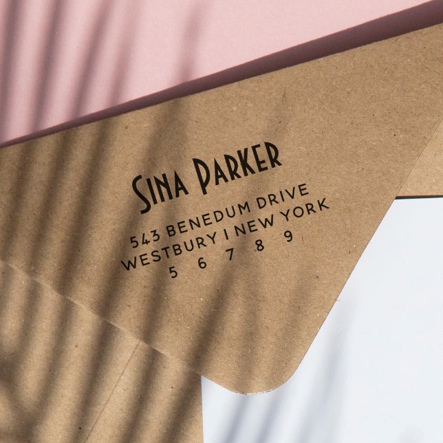 Sello Automático Dirección de devolución y nombre de código de moda (Rubber Stamp Mock-up)