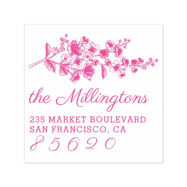 Sello Automático Dirección de devolución y nombre de la flor de cer (Diseño)