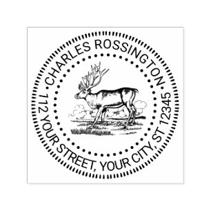 Sello Automático Dirección de dibujo del caribú de renos vintage